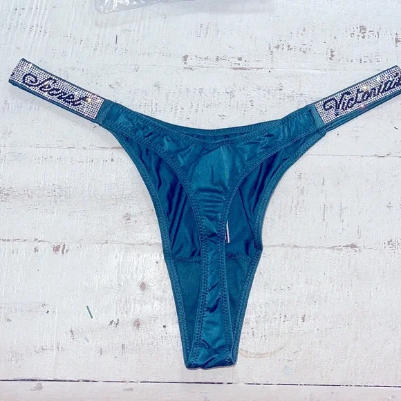 Victoria’s Secret Aqua Blue Bundle Shine Strap Brazilian Thong Bundle - Picture 5 of 7